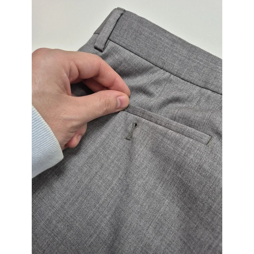 Peter Millar Dress Pants Mens 38x31 Gray Virgin Wool Stretch Flat Front FLAW